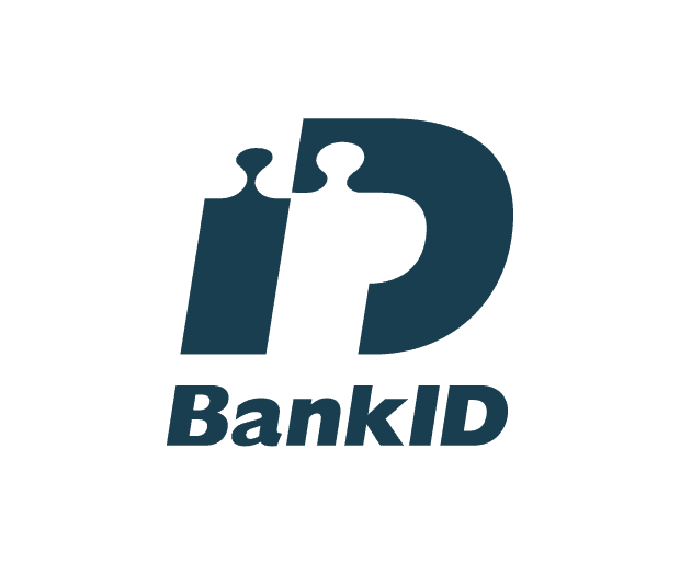 BankID-logotyp för att illustrera säker och smidig digital signering på Landskronahems webbplats.